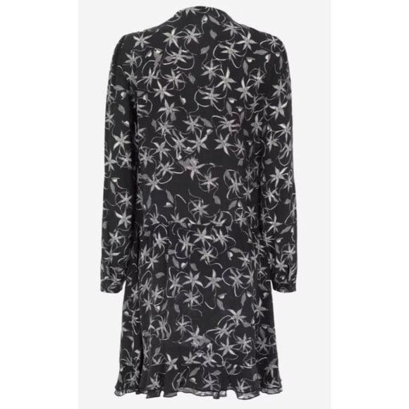 Zadig & Voltaire Dark Floral Remus Print Drop-Waist Silk  Long Sleeve Dress S - Picture 3 of 16